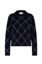 Kacy Strickjacke Marine-Navy-Print