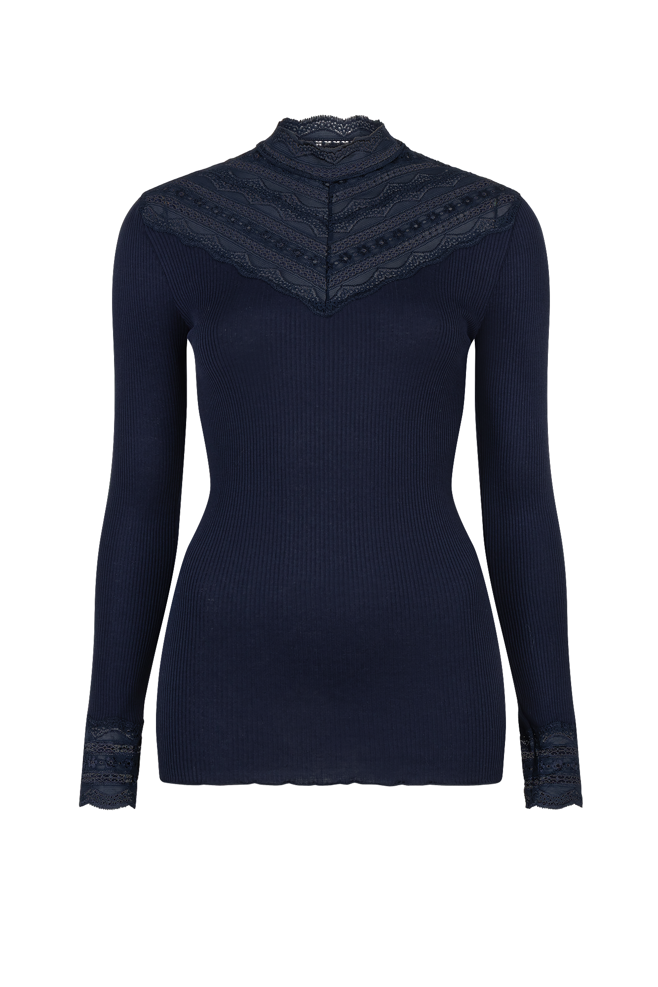 Benita Spitzen-Top Stehkragen MARINE-NAVY