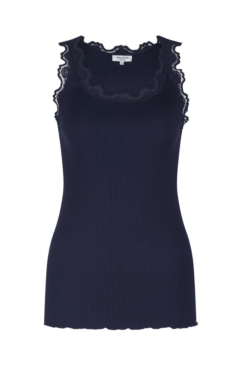 Babette Top mit U-Ausschnitt und Spitze Marine-Navy
