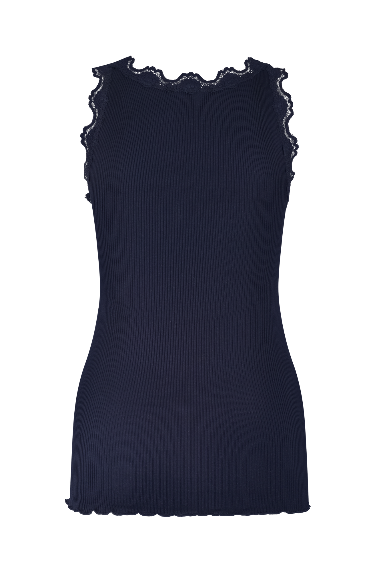 Babette Top mit U-Ausschnitt und Spitze Marine-Navy