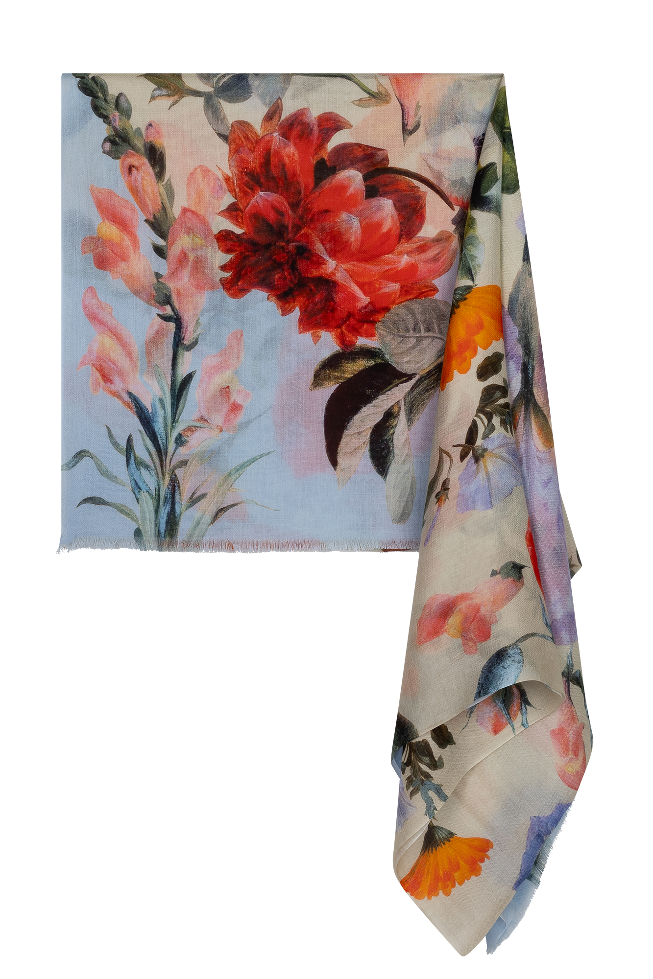 Gwen Shawl Licht Blauw Print