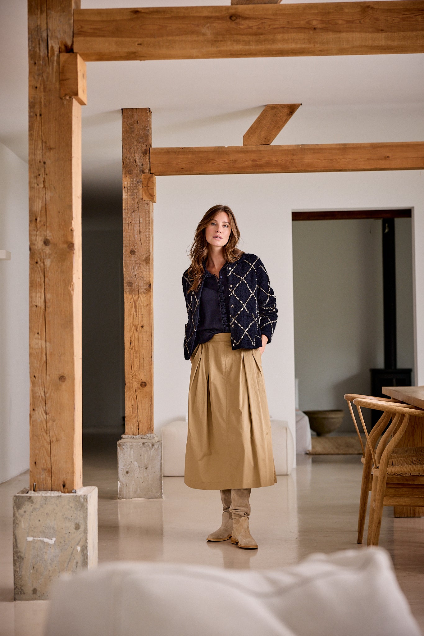 Kacy Strickjacke Marine-Navy-Print