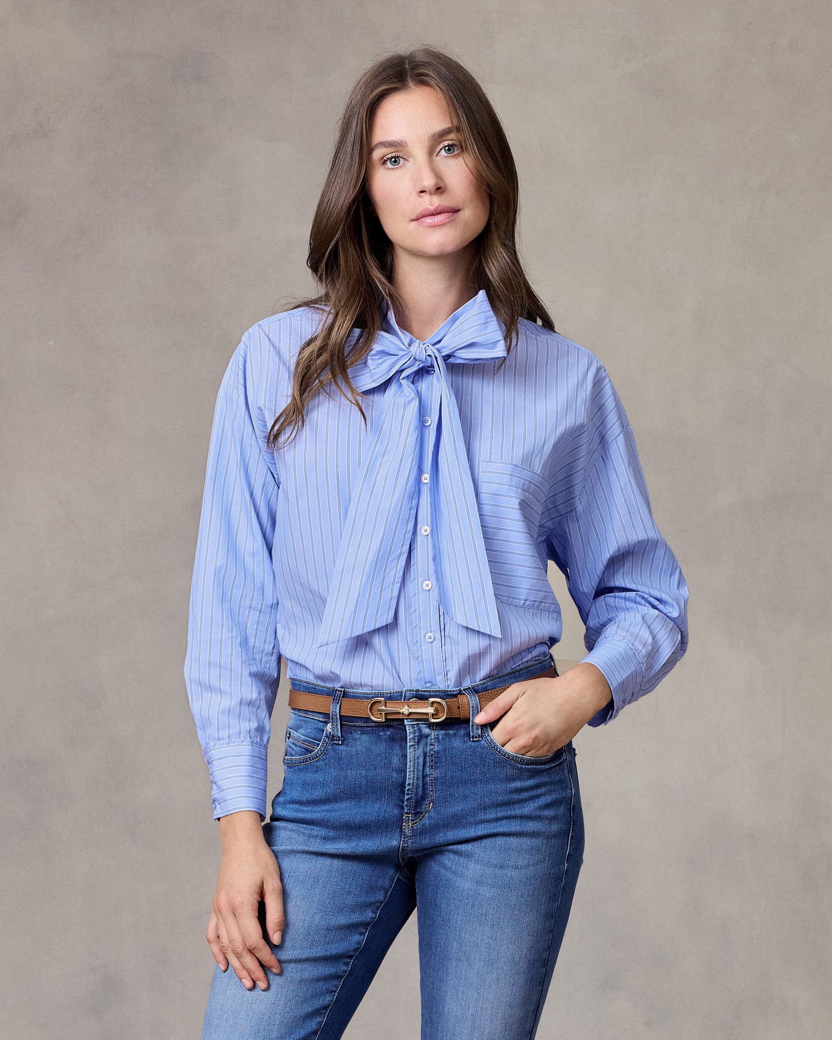 Jody Bluse Blau gestreift