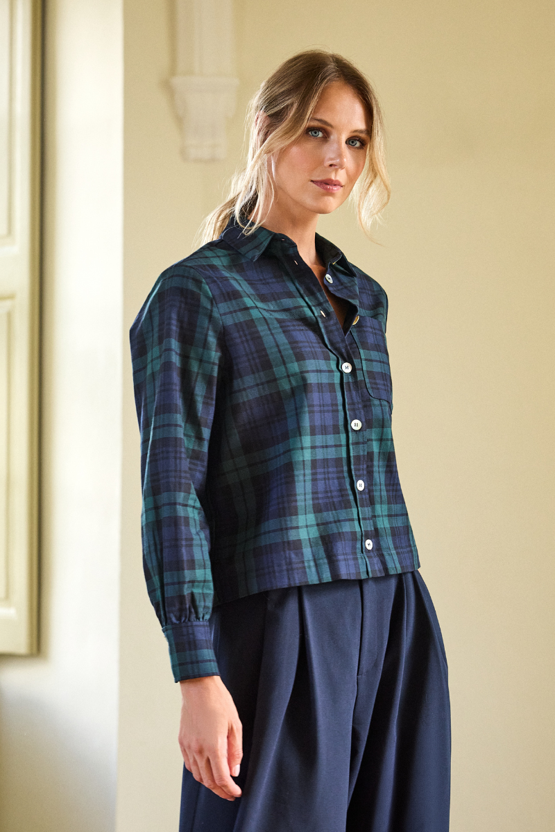 Riene Bluse Blau kariert