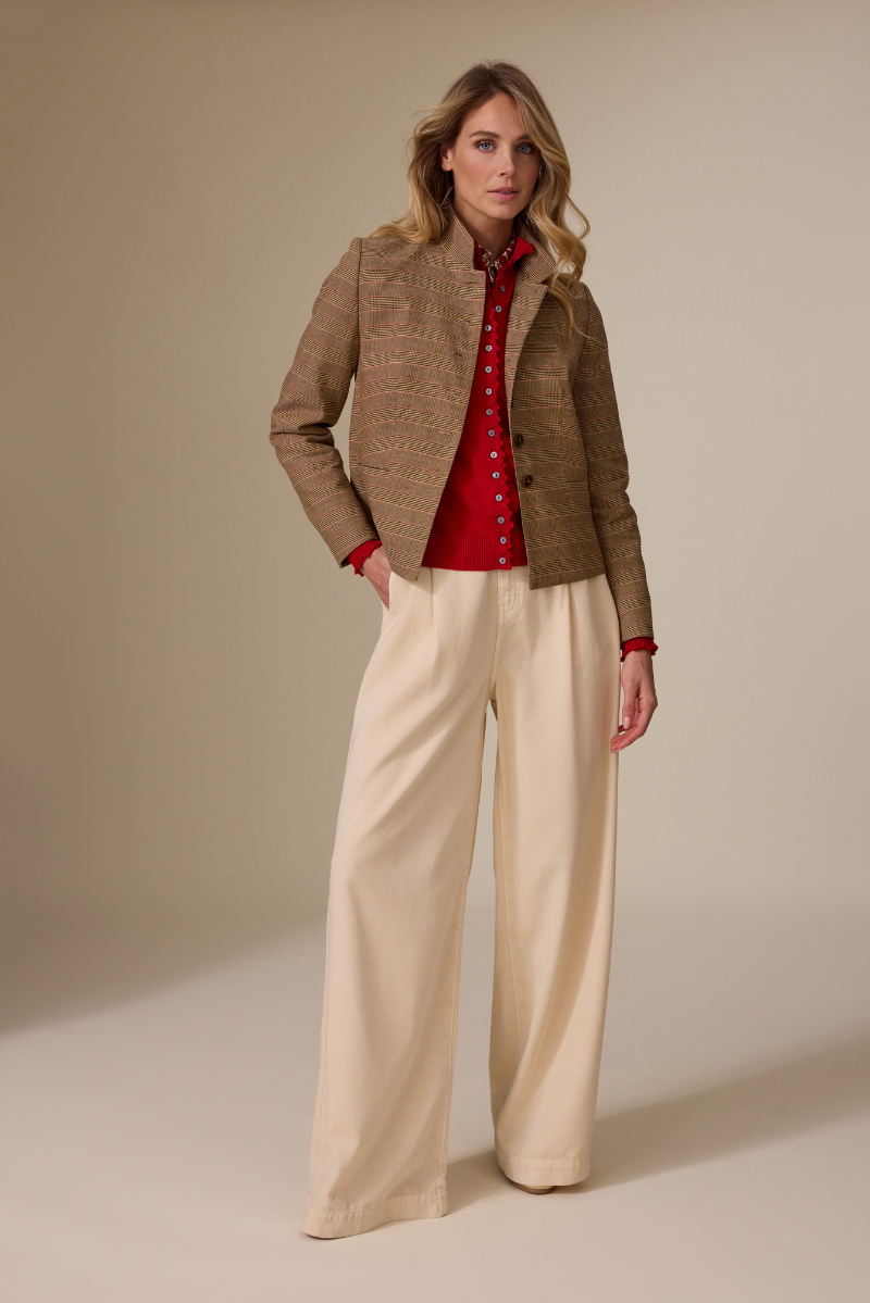 Kaat Blazer Zand Print