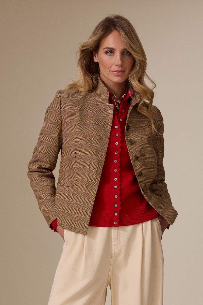 Kaat Blazer Zand Print